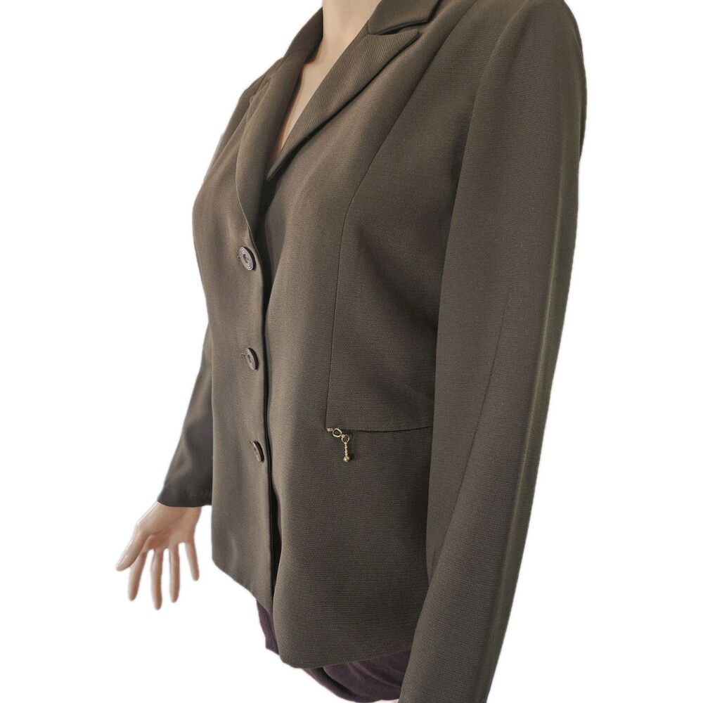 Studio I Olive Green Blazer Jacket Size 8P Petite Workwear
